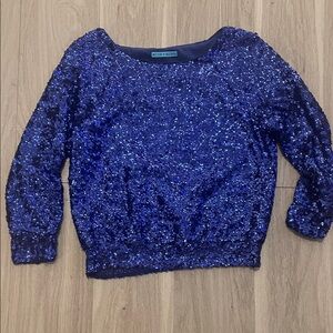 Alice + Olivia Shimmering Blue Sequin Top